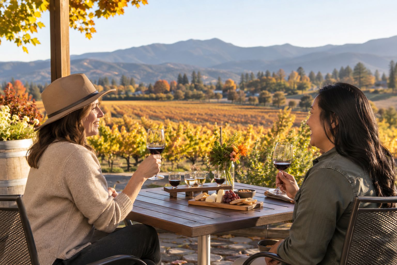 A relaxed vineyard tasting is a memorable way to enjoy autumn in Southern Oregon.
