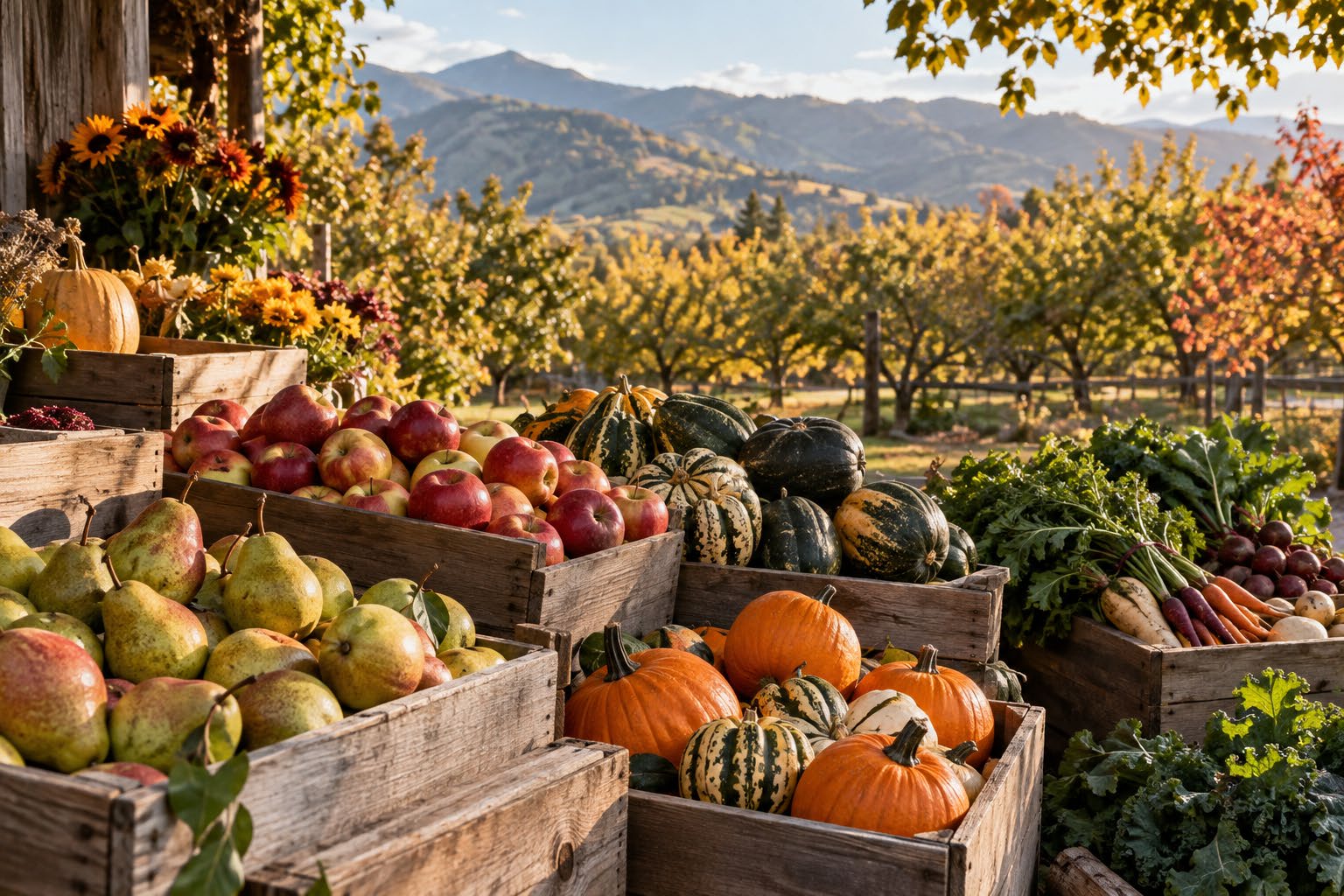 Pears, apples, pumpkins and winter squash showcase the Rogue Valley's fall abundance.